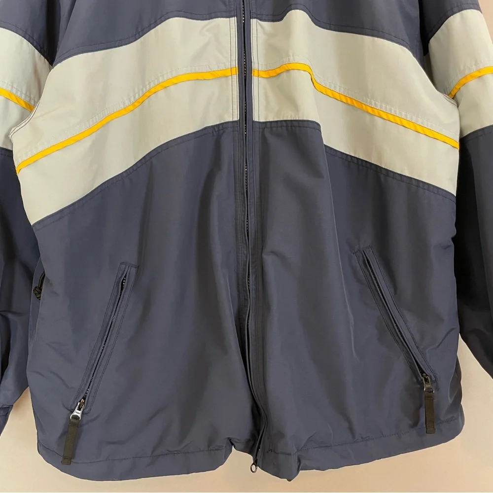 Vintage Wave Rave Jacket Men Snowboarding Blue Nylon 90s Zipper Yellow Coat‎